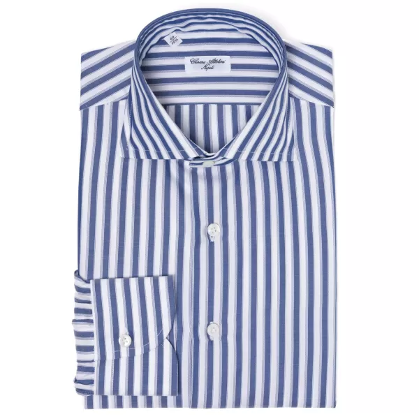 Cesare Attolini Striped Shirt "Multipla Righe" In Fine Cotton Twill From Carlo Riva -