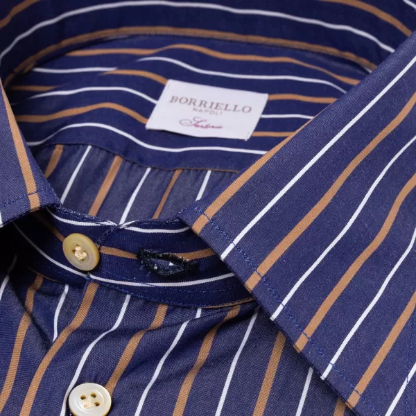 Borriello Striped Shirt "Naples Nobility" With Cocktail Cuff - Handmade
