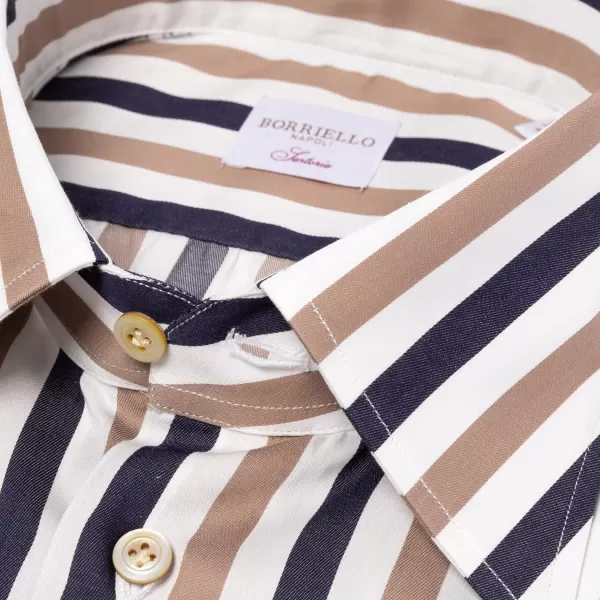 Borriello Striped Shirt "Naples Nobility" With Cocktail Cuff - Handmade