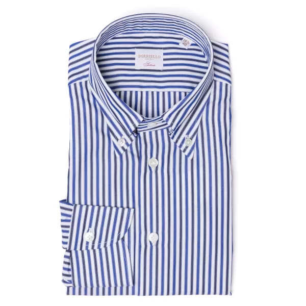 Borriello Striped Shirt "Stile Inglese" With Button Down And Sport Cuff - Handma