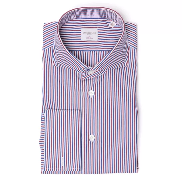 Borriello Striped Shirt "Stile Londra" With Double Cuff - Handmade
