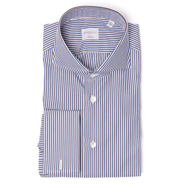 Borriello Striped Shirt "Stile Londra" With Double Cuff - Handmade