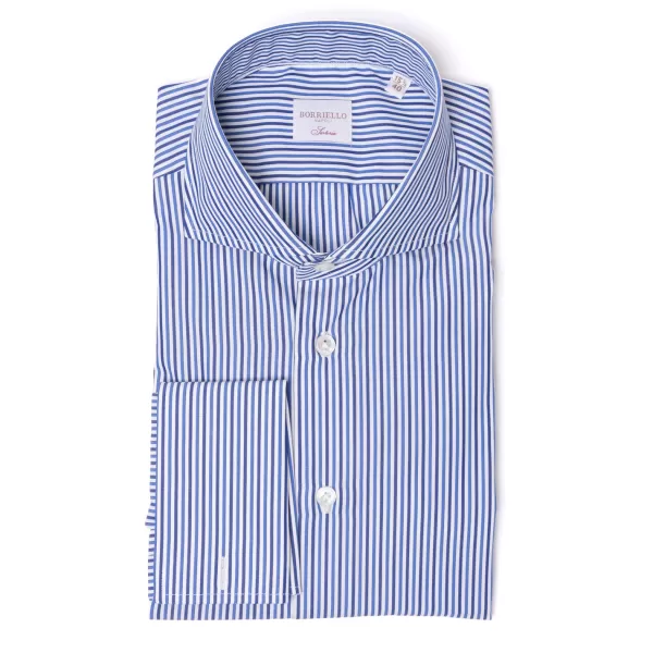 Borriello Striped Shirt "Stile Londra" With Double Cuff - Handmade