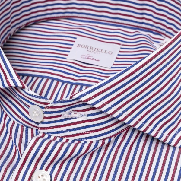 Borriello Striped Shirt "Stile Londra" With Double Cuff - Handmade