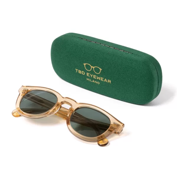 TBD EYEWEAR Sunglasses "Donegal Champagne" With Green Lenses - Handmade