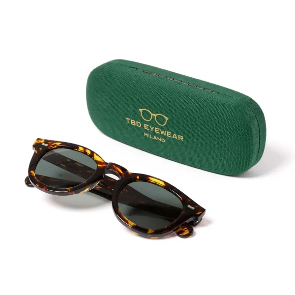 TBD EYEWEAR Sunglasses "Donegal Havana" With Green Lenses - Handmade