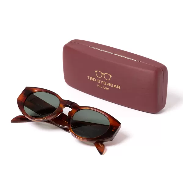 TBD EYEWEAR Sunglasses "Madras Havana" With Green Lenses - Handmade