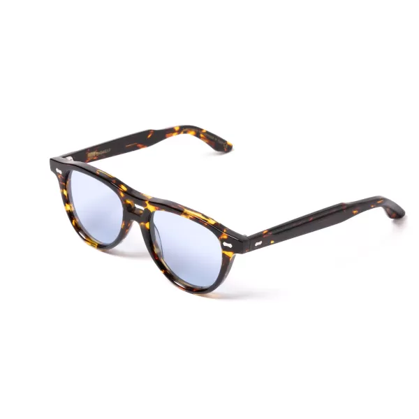 TBD EYEWEAR Sunglasses "Piquet Havana" With Light Blue Lenses - Handmade