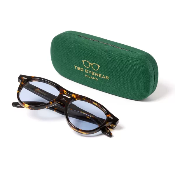 TBD EYEWEAR Sunglasses "Piquet Havana" With Light Blue Lenses - Handmade