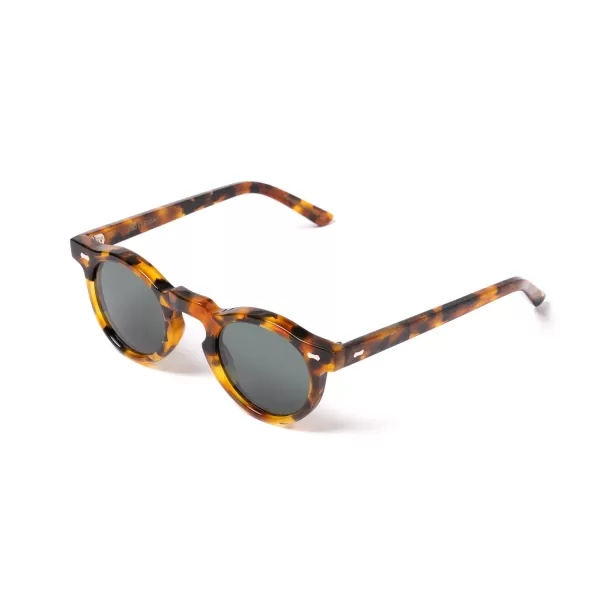 TBD EYEWEAR Sunglasses "World Amber Tortoise" With Green Lenses - Handmade
