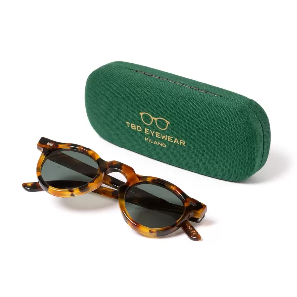 TBD EYEWEAR Sunglasses "World Amber Tortoise" With Green Lenses - Handmade