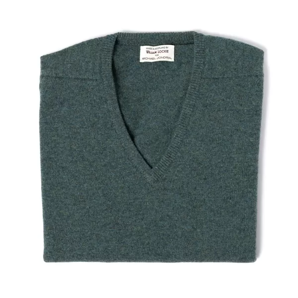 William Lockie Sweater "Leven Vee" Made Of Geloong Lambswool - 2 Ply