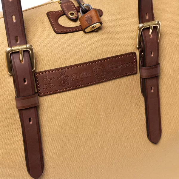 Felisi Travel Bag "Happy Weekend" Made Of Cotton Canvas And Saddle Leather -