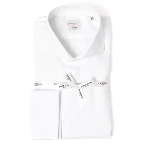 Borriello Tuxedo Shirt "Sartorial-Piquet" Made Of Cotton Poplin From Thomas Maso