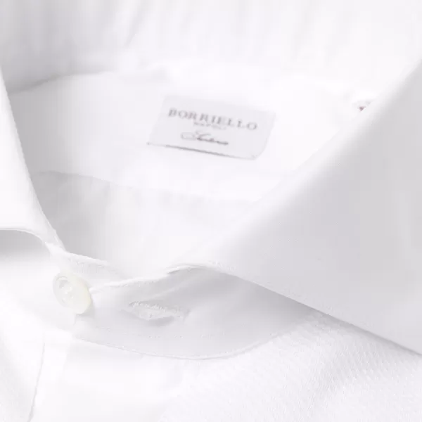Borriello Tuxedo Shirt "Sartorial-Piquet" Made Of Cotton Poplin From Thomas Maso