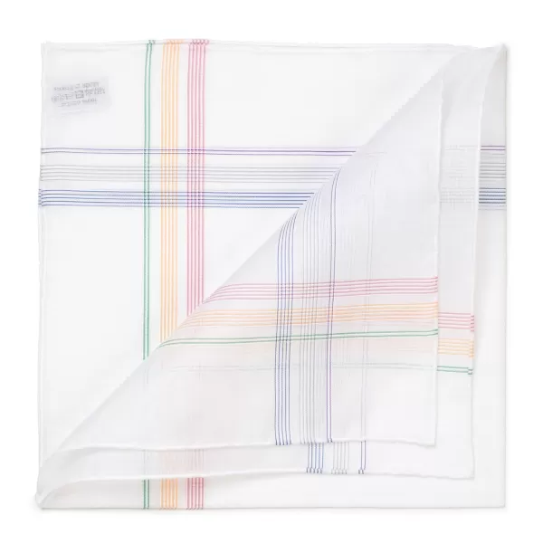 Simonnot-Godard White Cotton Handkerchief "Honfleur" With Colorful Pattern