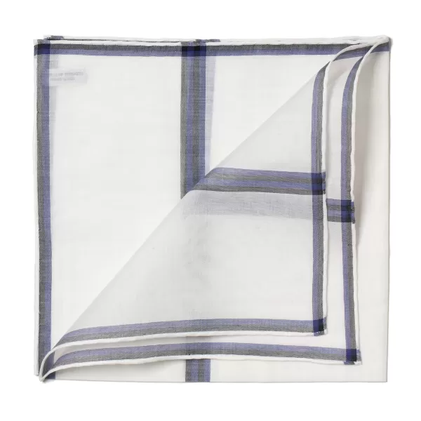 Simonnot-Godard White Patterned Cotton Pocket Square