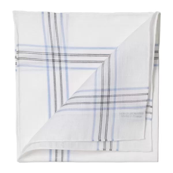 Simonnot-Godard White Patterned Pocket Square Made Of Linen And Cotton