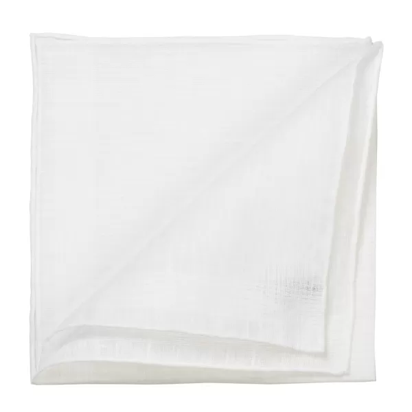 Simonnot-Godard White Pocket Square "Blanc" Made Of Pure Linen