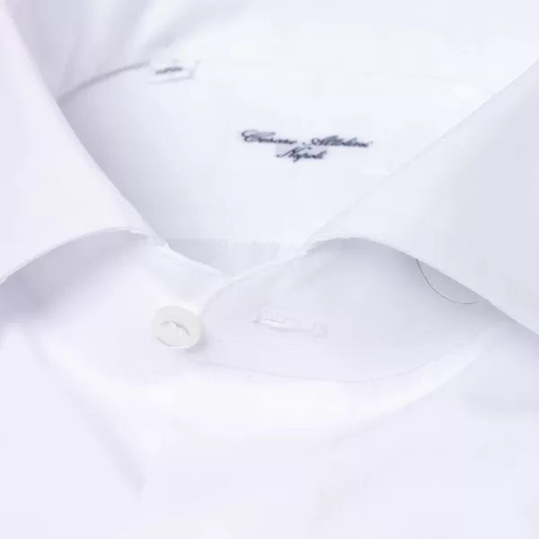 Cesare Attolini White Pure Egyptian Cotton Shirt From Alumo - Collo Tom