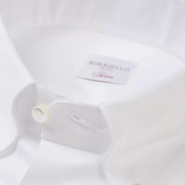 Borriello White Shirt "Royal Oxford" With Button-Down Collar And Barrel Cuffs -