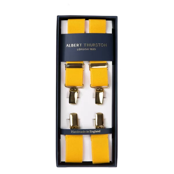 Albert Thurston Yellow Elastic Pants Straps "X Back Gold" With Clips
