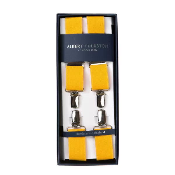 Albert Thurston Yellow Elastic Pants Straps "X Back Nickel" With Clips