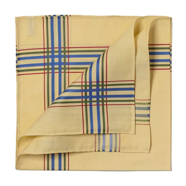 Simonnot-Godard Yellow Patterned Cotton Handkerchief