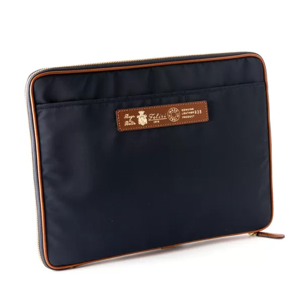 Felisi Zip-Case "Notebook" Made Of Nylon And Saddle Leather