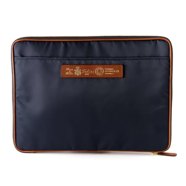 Felisi Zip-Case "Notebook" Made Of Nylon And Saddle Leather